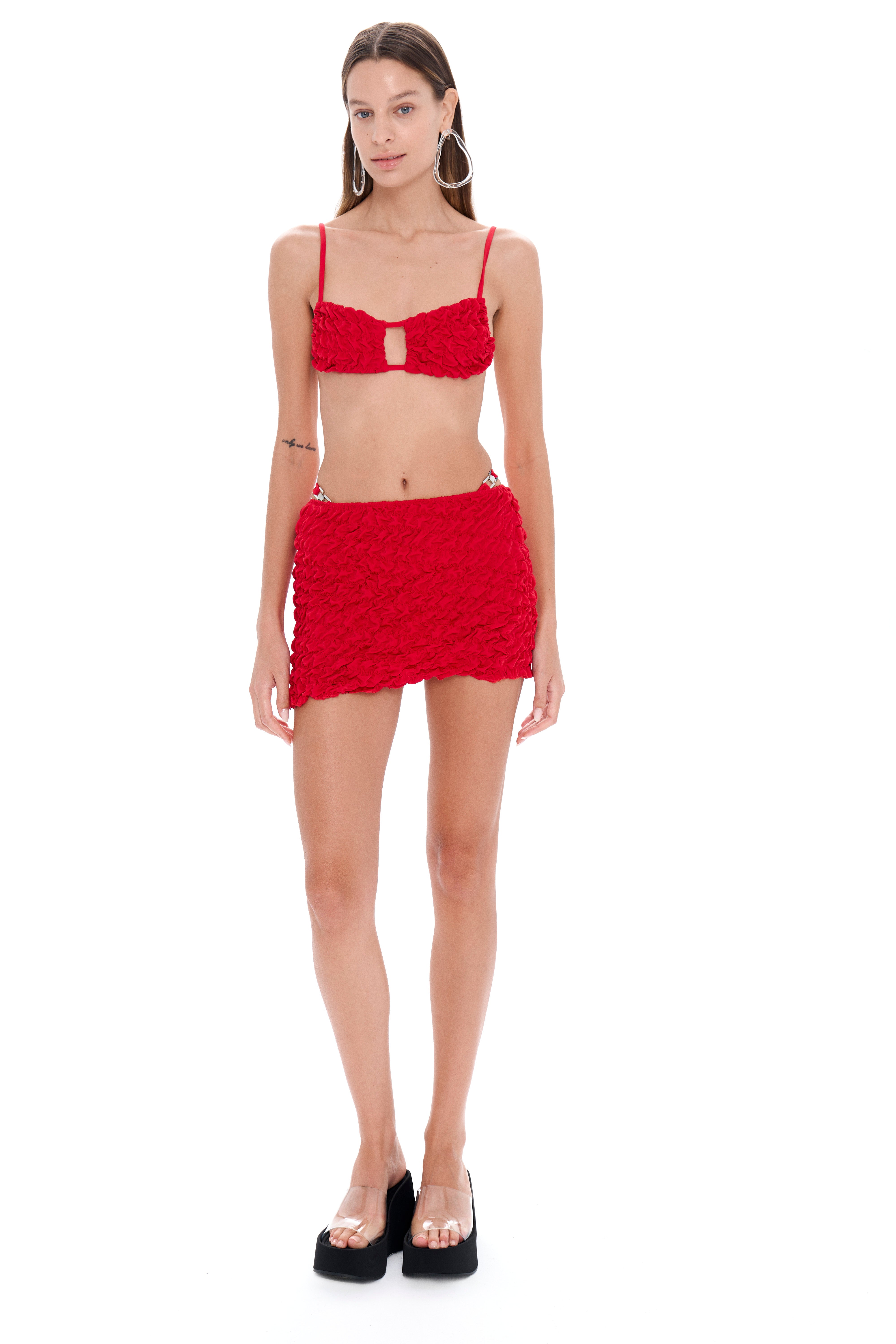 Lia Red Mini Beach Skirt