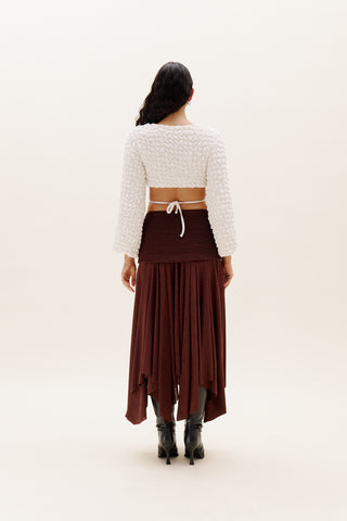 Brown Plisse Long Skirt