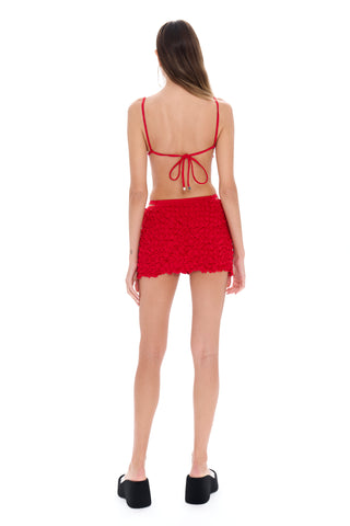 Lia Red Mini Beach Skirt