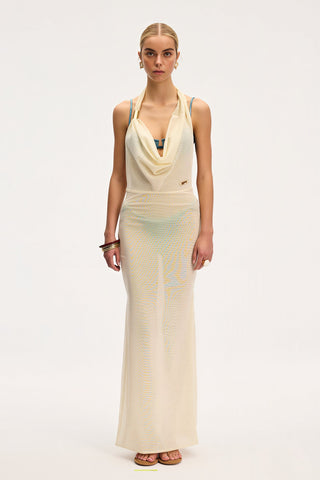 Aida Off-White Loop Long Dress