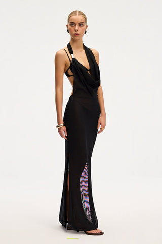 Aida Black Loop Long Dress