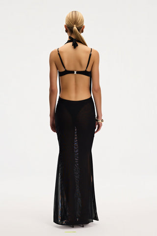 Aida Black Loop Long Dress