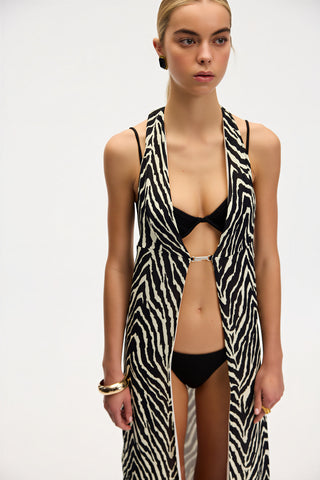 Delia Zebra Long Beach Vest