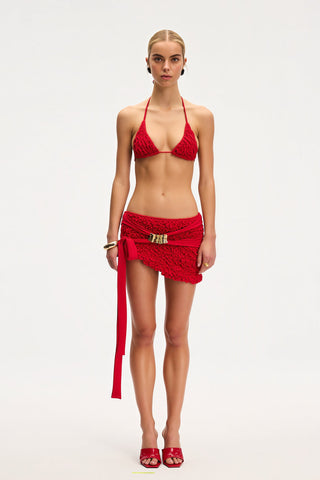 Western Red Mini Beach Skirt