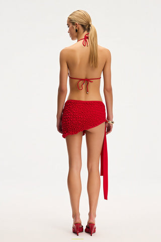 Western Red Mini Beach Skirt
