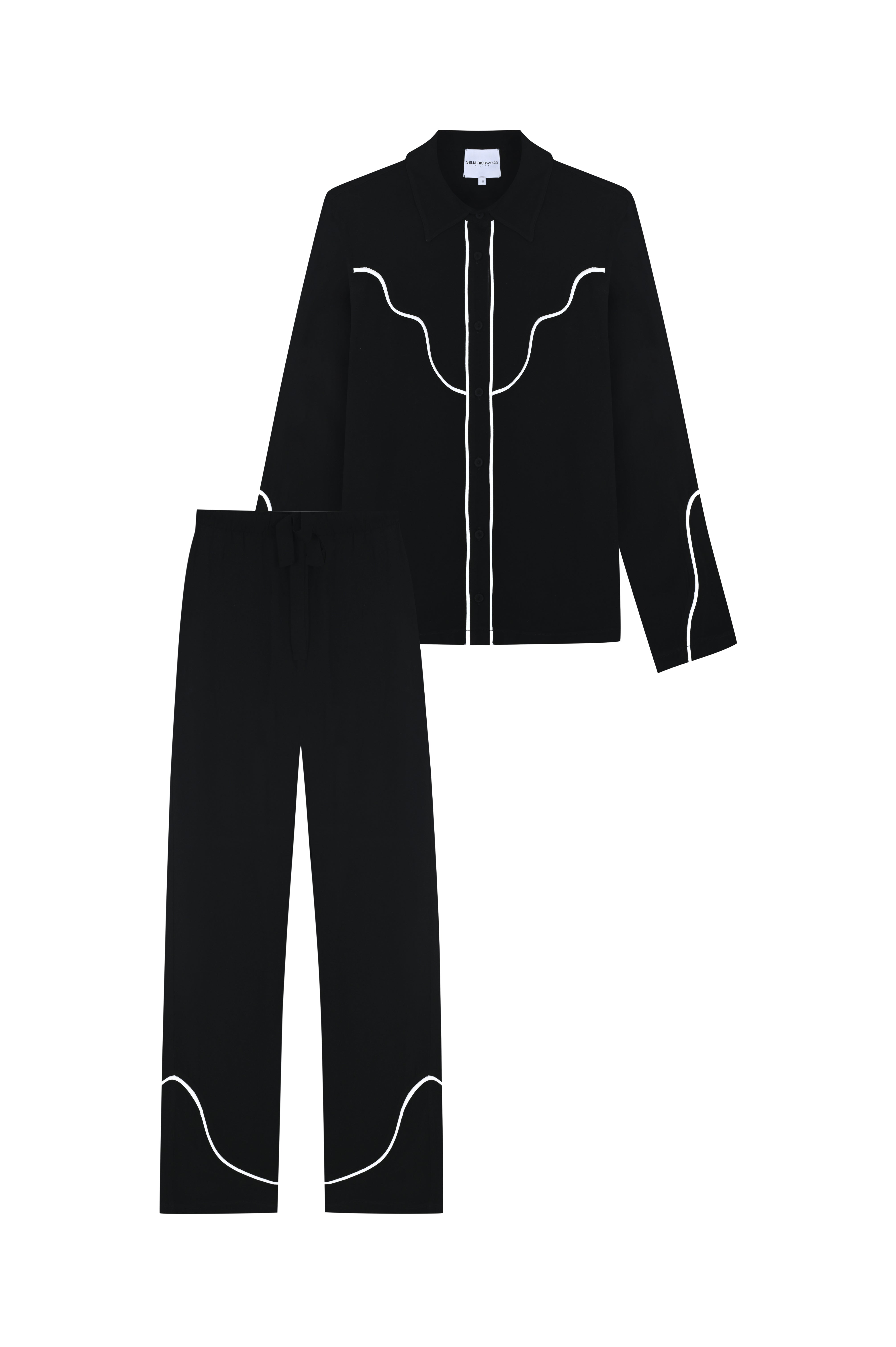 Texas Black Long Pajama Set