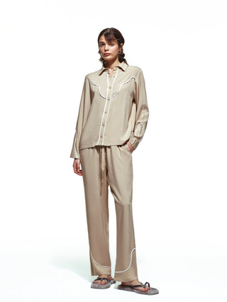 Texas Beige Long Pajama Set