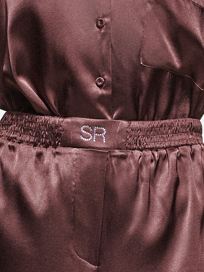Brown Silk Short Set