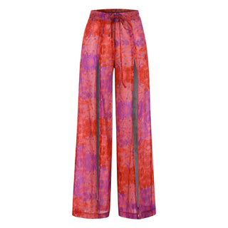 Pantaloni da spiaggia rossi tie-dye